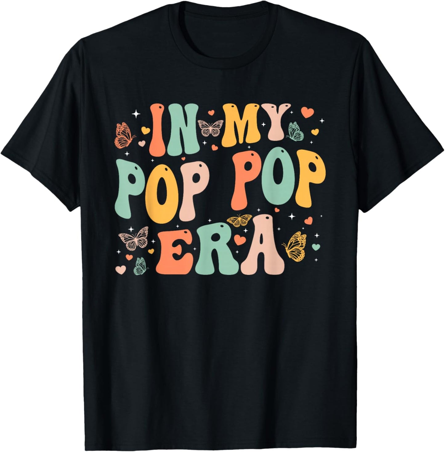 Retro Groovy In My Pop Pop Era Father's Day Men Dad Grandpa T-Shirt - T-Shirt | Black