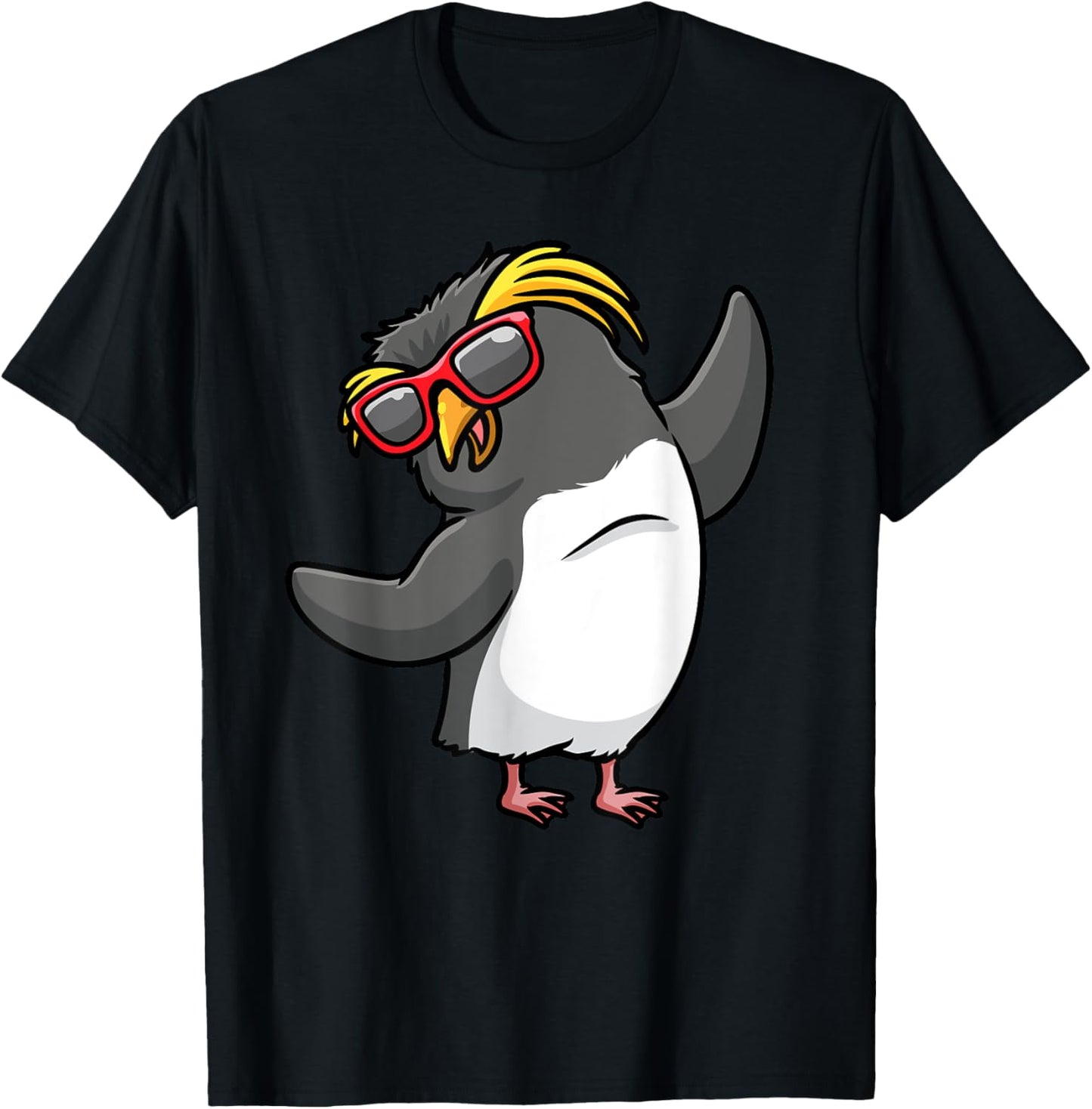Dancing Northern Rockhopper Penguin Tristan Penguin T-Shirt - T-Shirt | Black
