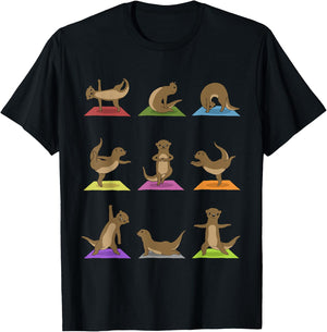 Otter Yoga Funny Otter In Yoga Poses Sports T-Shirt - T-Shirt | Black