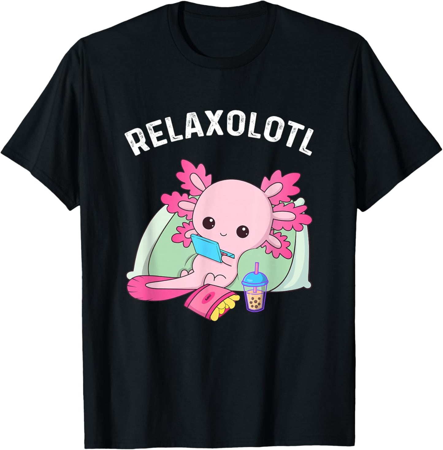 Cute Axolotl Lover Mexican Salamander Relaxolotl T-Shirt - T-Shirt | Black