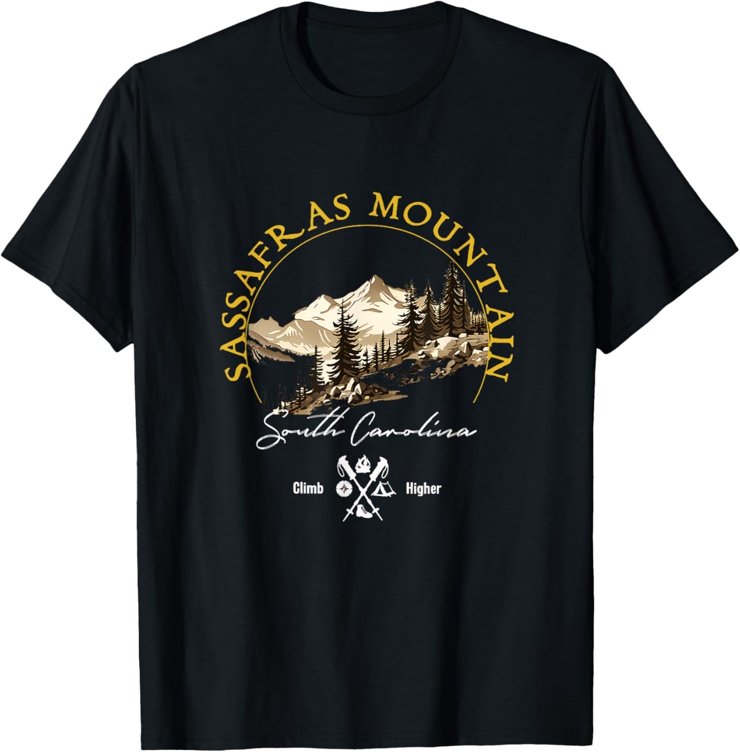 Sassafras Mountain Retro Vintage Apparel - Souvenir T-Shirt - T-Shirt | Black