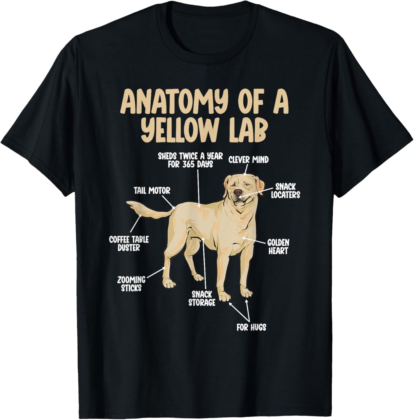 Anatomy Of A Yellow Lab Yellow Labrador Retriever T-Shirt - T-Shirt | Black