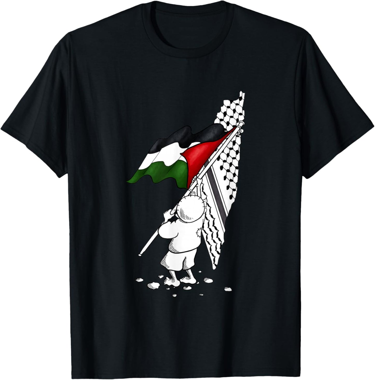 Palestine Free in Arabic Gaza Flag T-Shirt - T-Shirt | Black