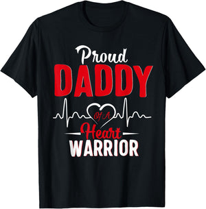 Proud Daddy of a Heart Warrior CHD Awareness shirt gift T-Shirt - T-Shirt | Black