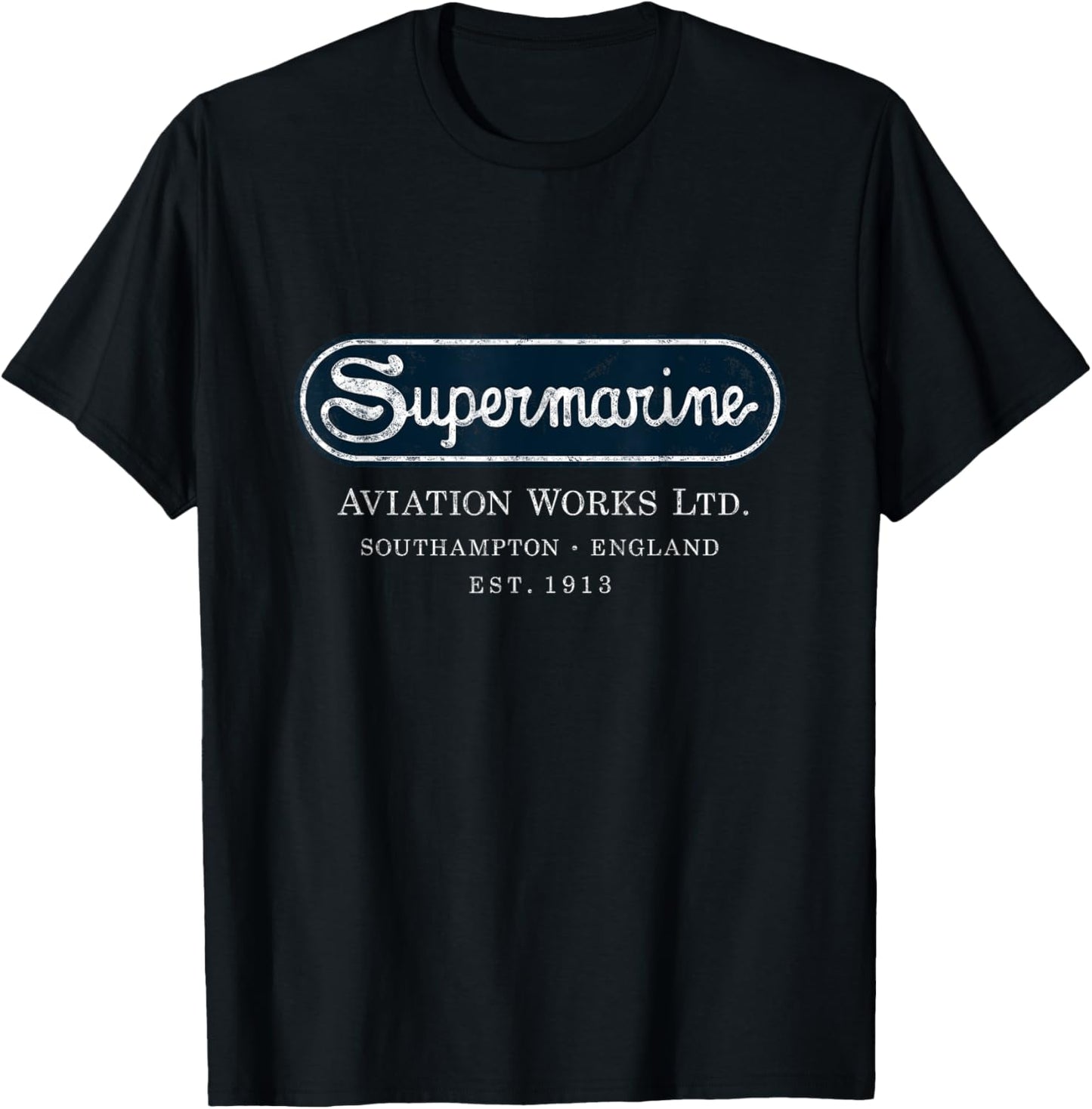 Supermarine Aviation Logo | Vintage Spitfire Fighter Plane T-Shirt - T-Shirt | Black
