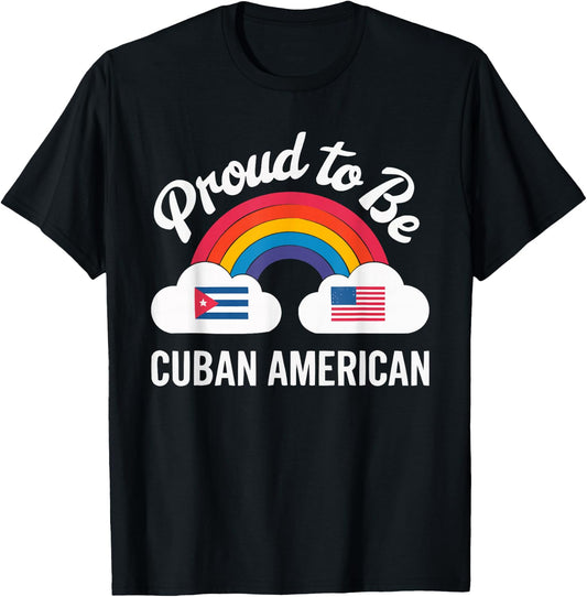 Half Cuban Half American Country USA Flag Cuba America T-Shirt - T-Shirt | Black