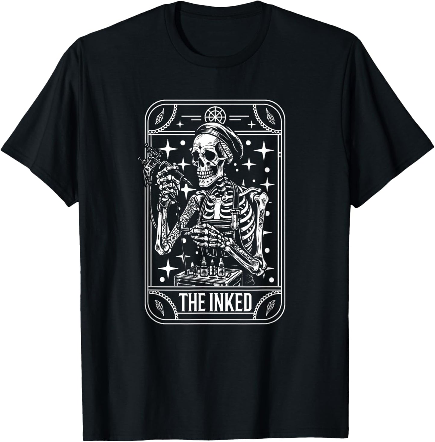 Tattoo Artist Tattooist Tattooer - Skeleton Tarot Card T-Shirt - T-Shirt | Black