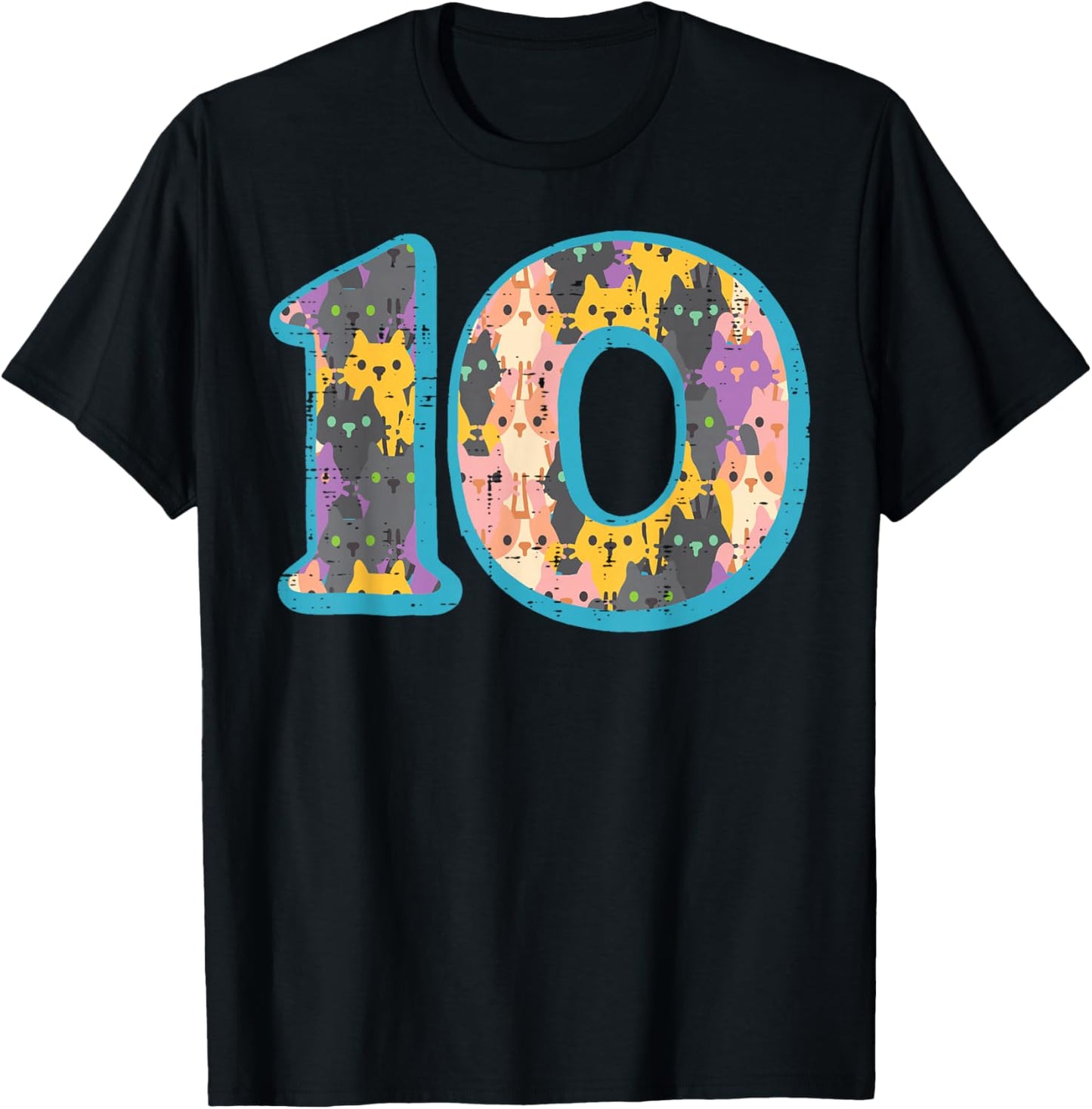 10th Birthday Cats Inside Number 10 Cute Bday Girls Boys T-Shirt - T-Shirt | Black