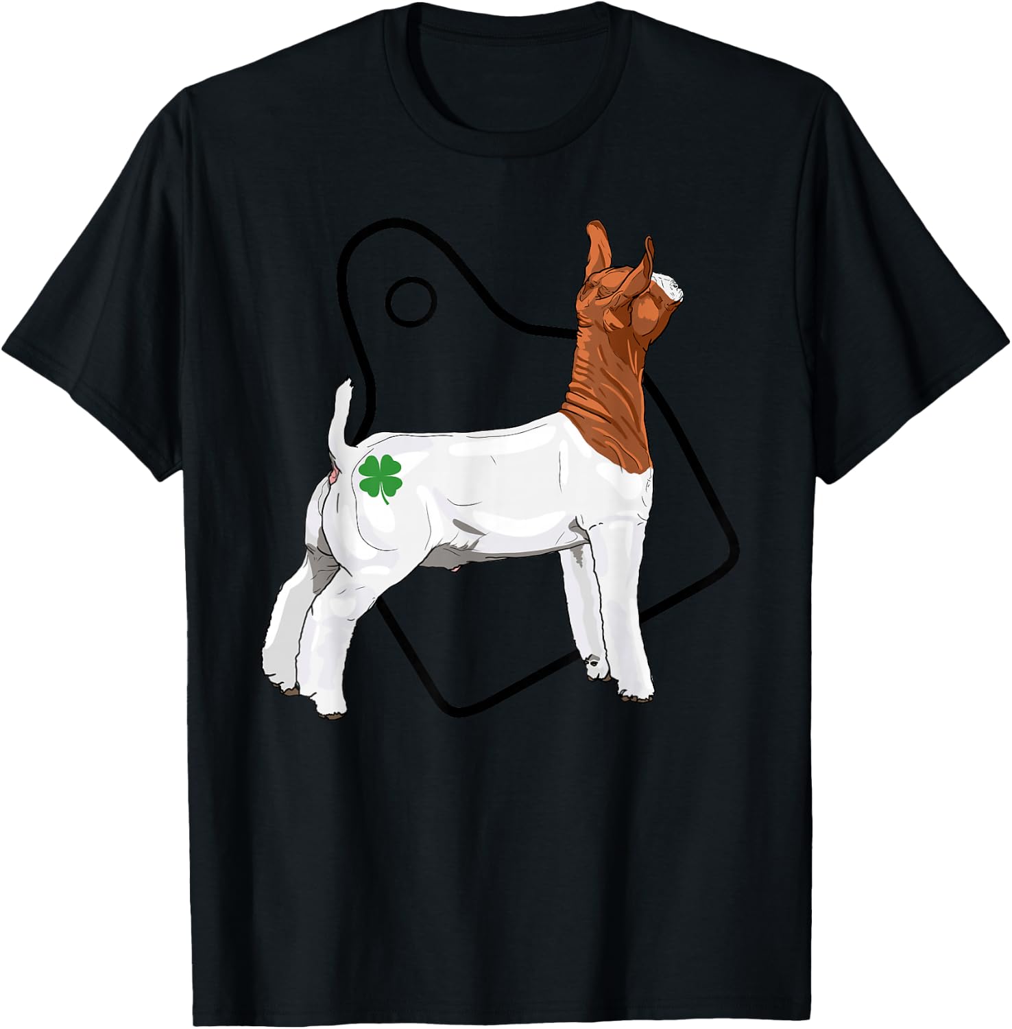 Show Market Wether Boer Goat Four Leaf Clover and Eartag T-Shirt - T-Shirt | Black