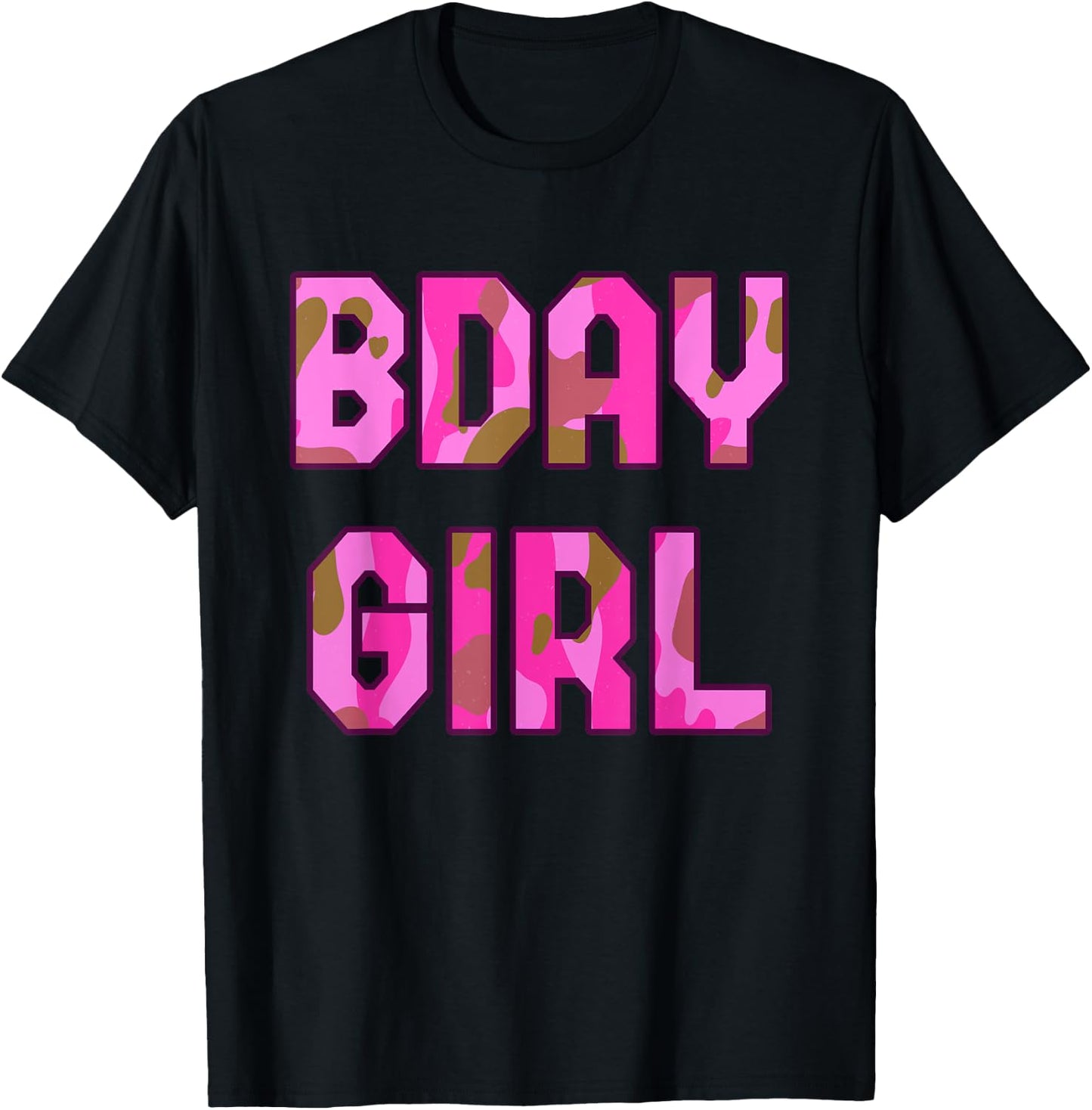 Camouflage Hunter Bday Girl Pink Camo Huntress Birthday T-Shirt - T-Shirt | Black