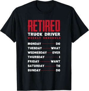 Retired Truck Driver Funny Trucker Retirement T-Shirt - T-Shirt | Black