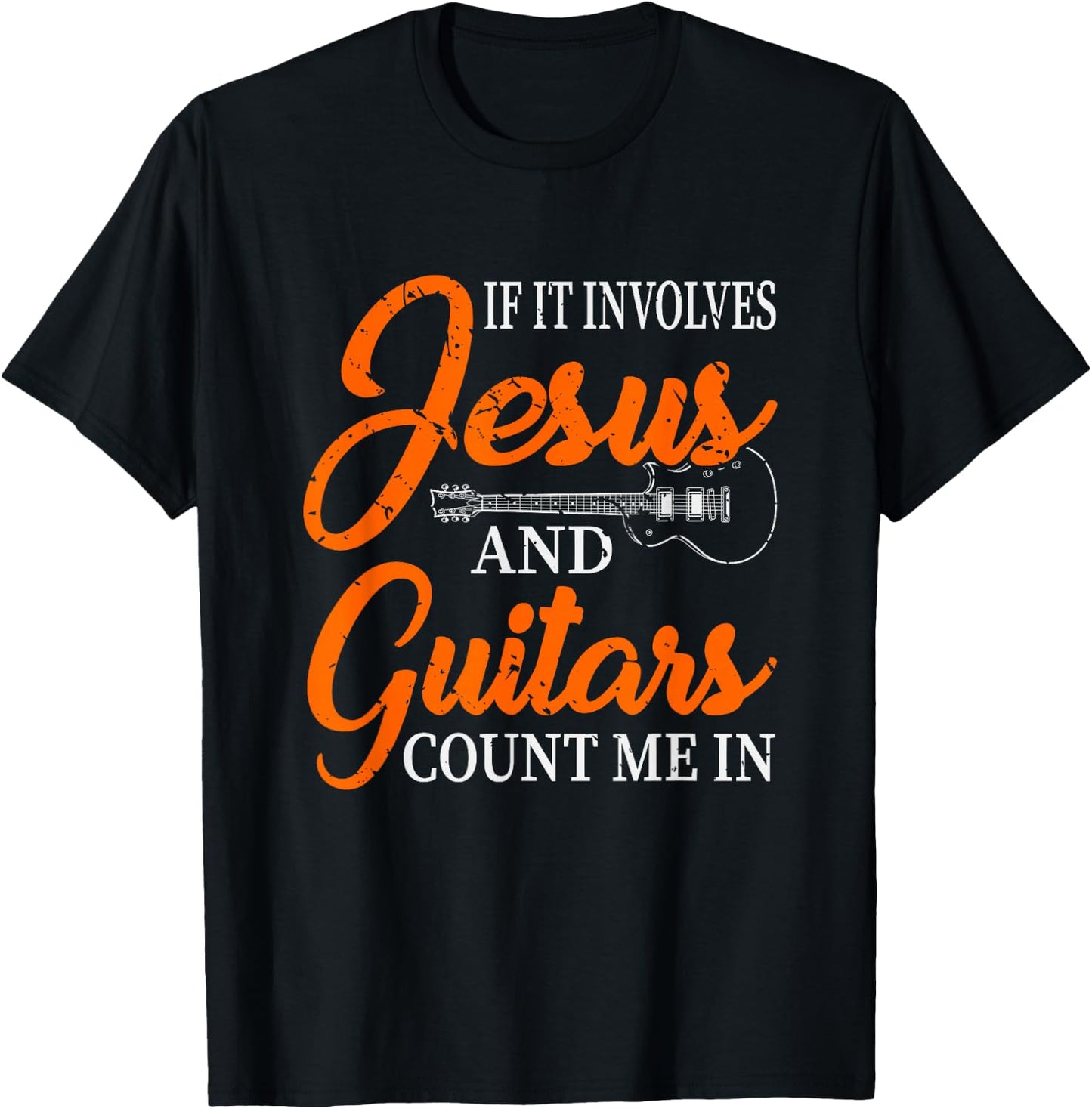 Funny Guitarist Christian Religious Guitar Player Gift Jesus T-Shirt - T-Shirt | Black