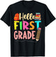 First Day Of School Girls Back To School Hello First Grade T-Shirt - T-Shirt | Black