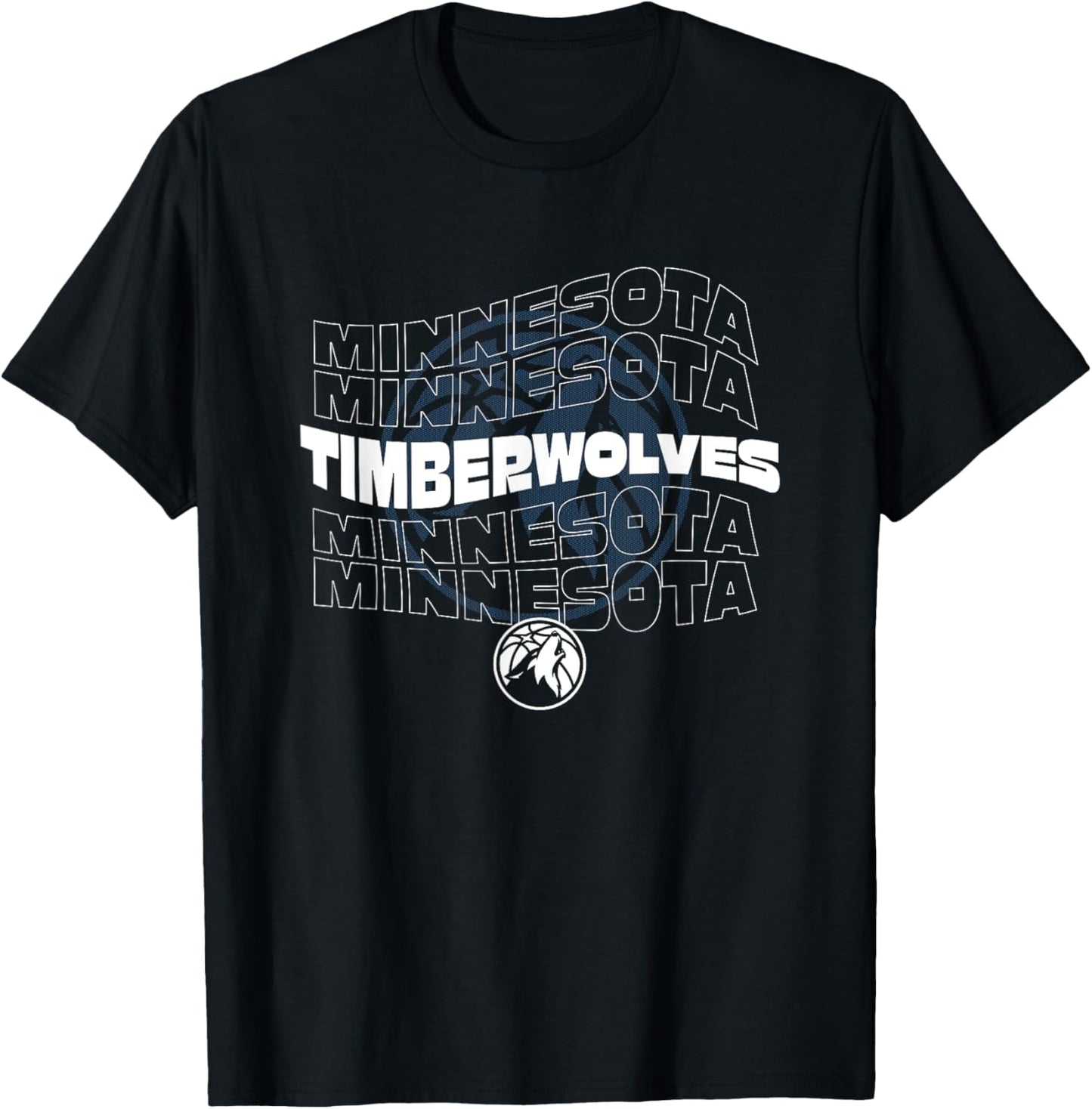 NBA Minnesota Timberwolves Wave Outline Team T-Shirt - T-Shirt | Black