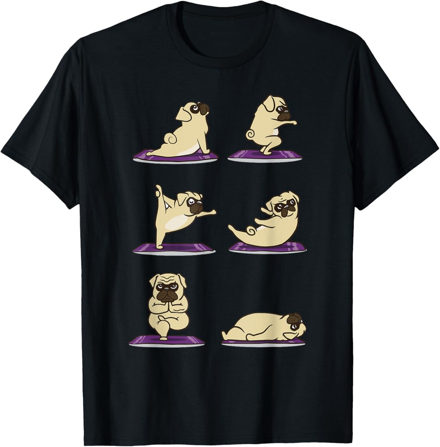 Funny Pug doing Yoga Exercises Asanas T-Shirt - T-Shirt | Black