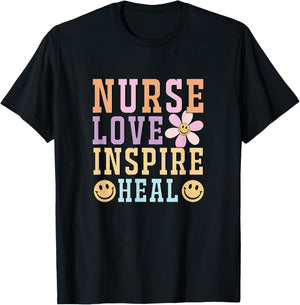 Nurse Love Heal Inspire T-Shirt - T-Shirt | Black