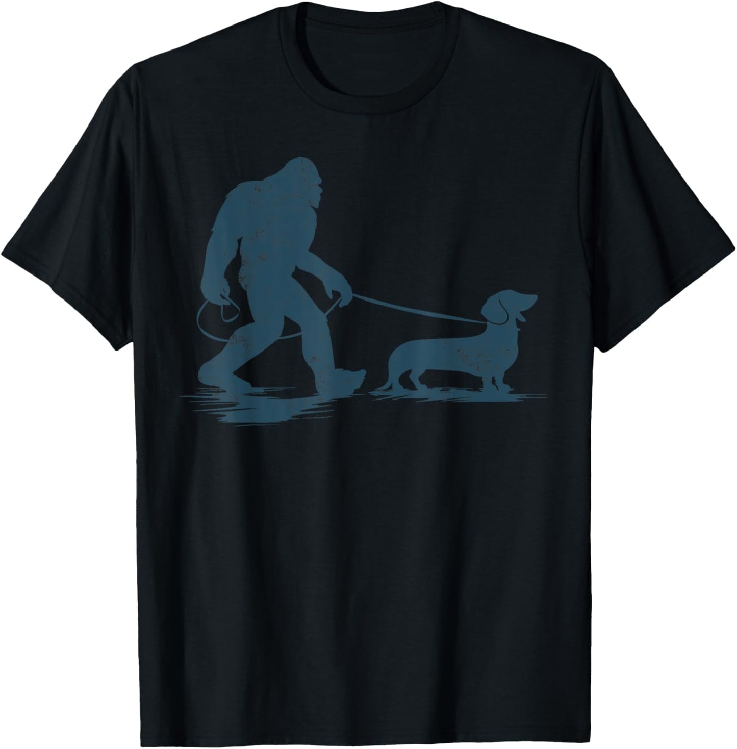 Dachshund Dog Bigfoot Walking Funny Wiener Dog Dad Gifts T-Shirt - T-Shirt | Black
