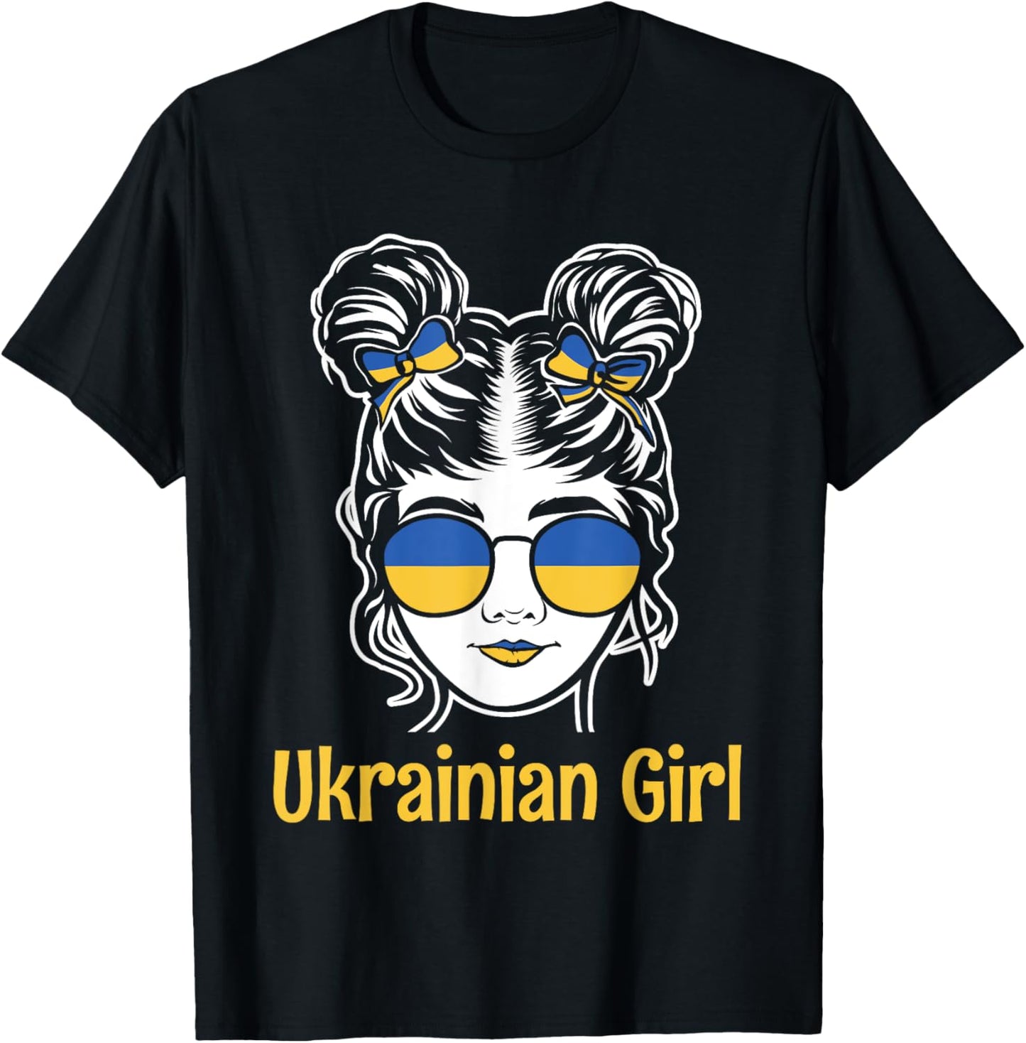 Ukrainian Girl Flag Symbol Love Support Ukraine Country Gift T-Shirt - T-Shirt | Black