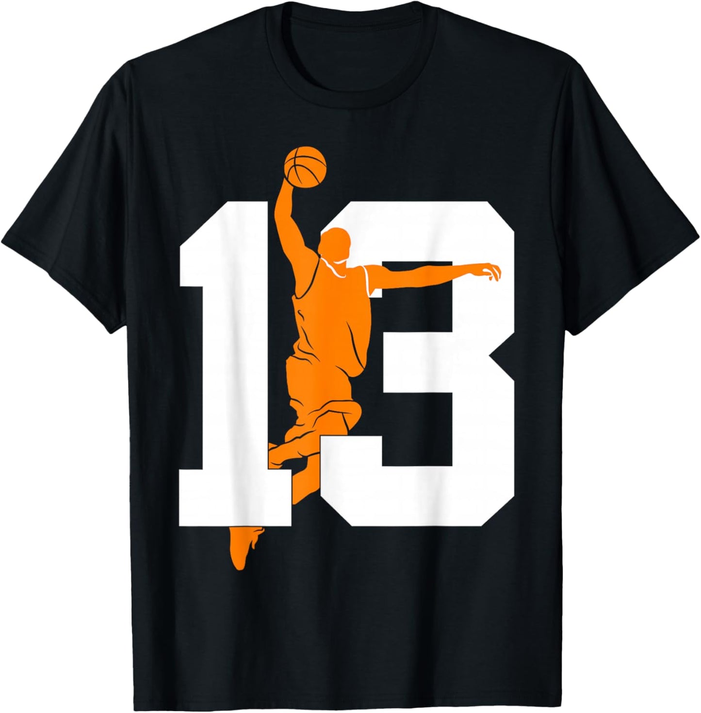 Number 13 Years Basketball 13th Birthday T-Shirt - T-Shirt | Black