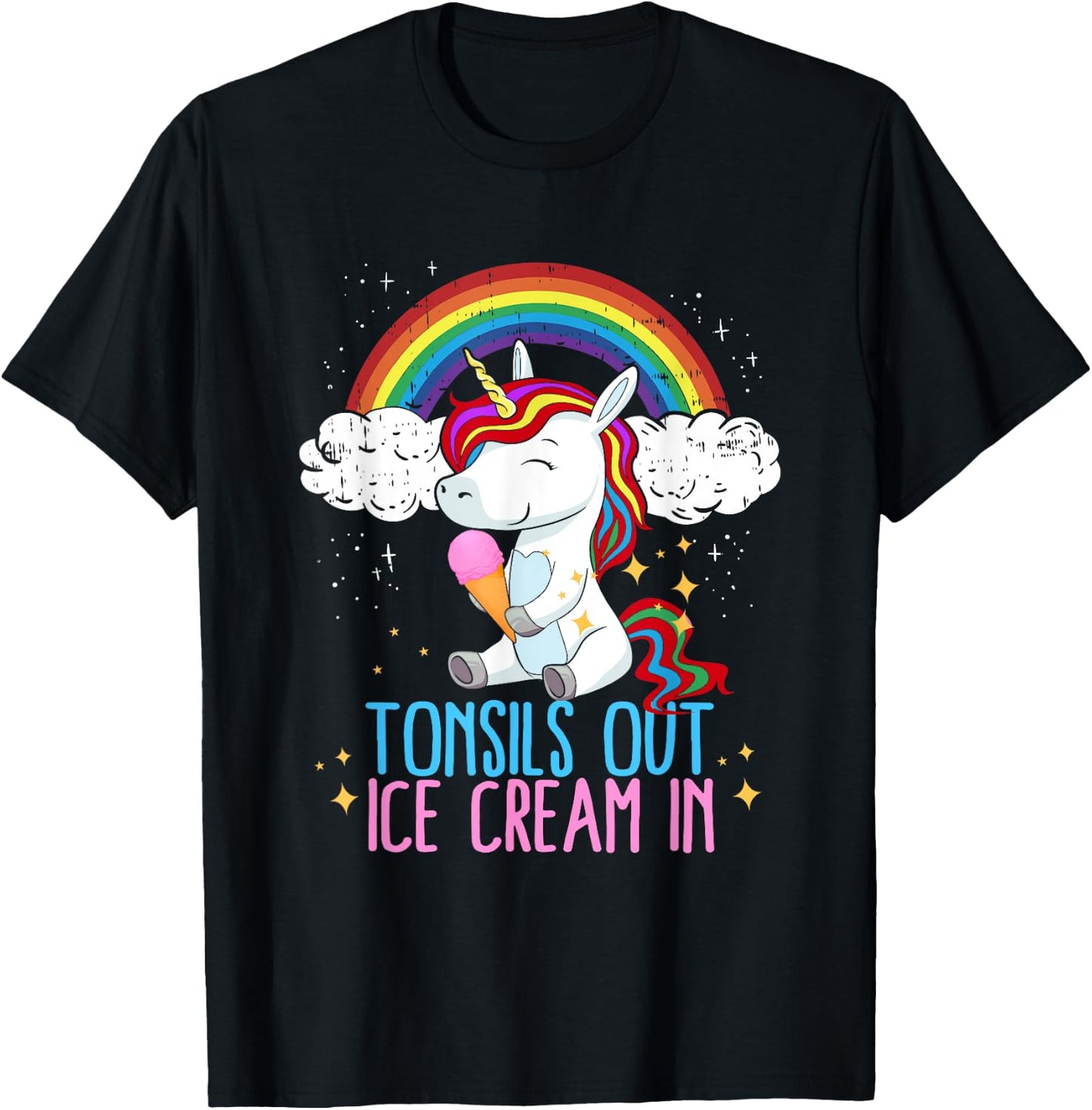 Tonsils Out Ice Cream In Tonsillectomy Tonsil Removal Girls T-Shirt - T-Shirt | Black