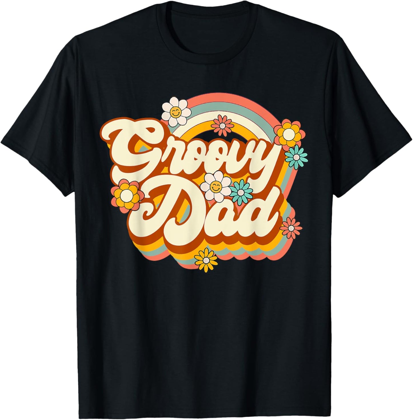 Retro Groovy Dad Family Birthday 60s 70s Hippie Costume T-Shirt - T-Shirt | Black