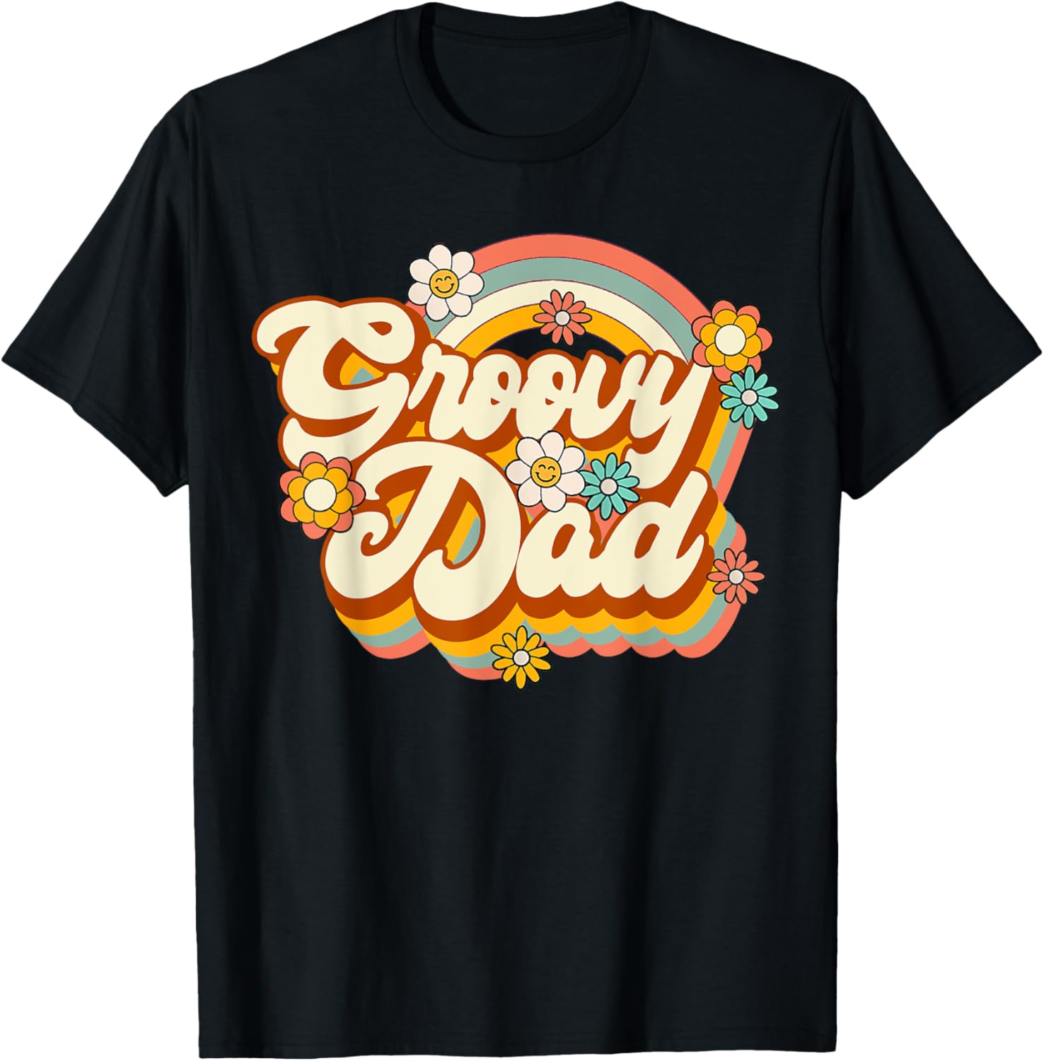 Retro Groovy Dad Family Birthday 60s 70s Hippie Costume T-Shirt - T-Shirt | Black