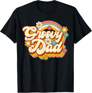 Retro Groovy Dad Family Birthday 60s 70s Hippie Costume T-Shirt - T-Shirt | Black