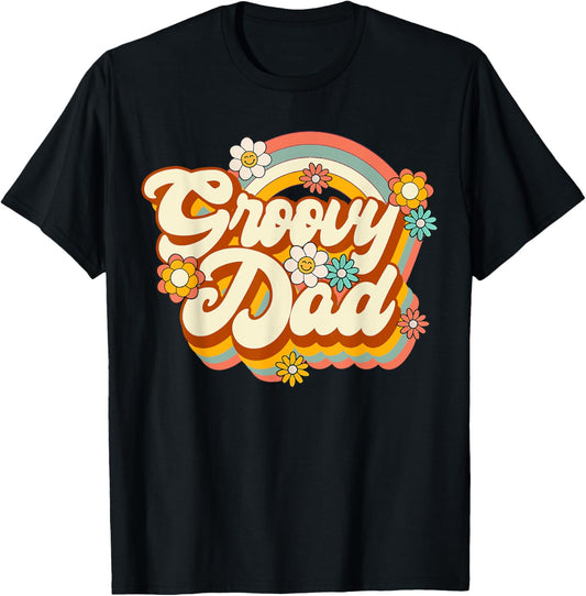 Retro Groovy Dad Family Birthday 60s 70s Hippie Costume T-Shirt - T-Shirt | Black