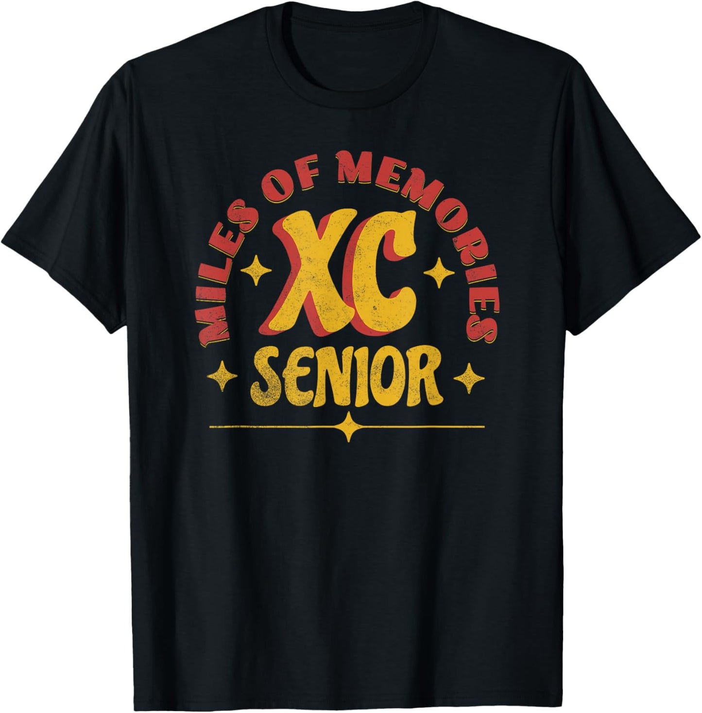 Senior Cross Country Miles of Memories Distressed T-Shirt - T-Shirt | Black