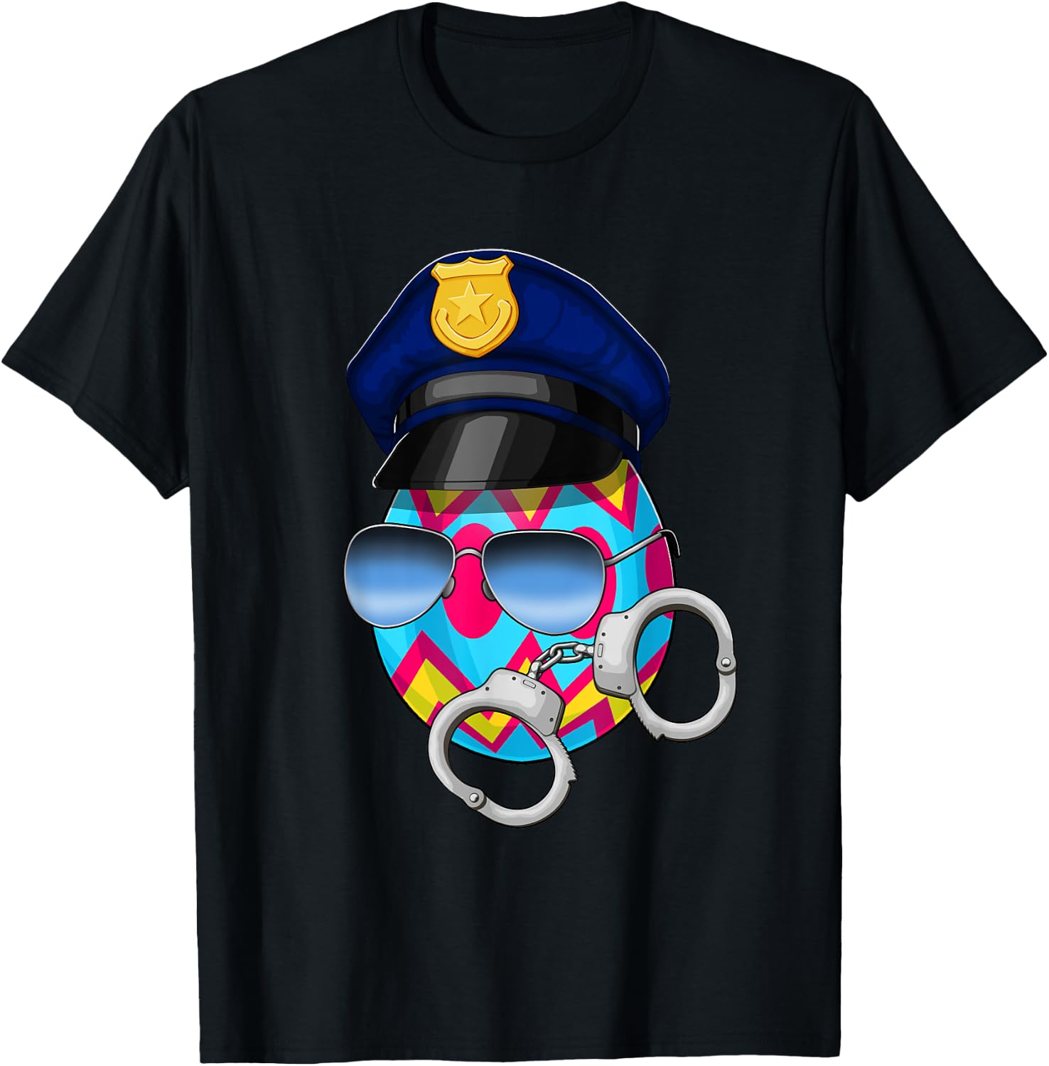 Easter Police Officer Basket Eggs T Shirt Men Women Kids T-Shirt - T-Shirt | Black