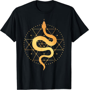 Sacred Geometry Art Magic Sacred Snake Goth Occult T-Shirt - T-Shirt | Black