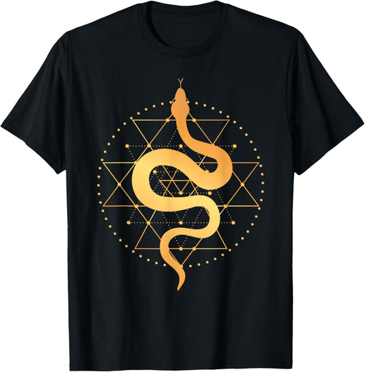 Sacred Geometry Art Magic Sacred Snake Goth Occult T-Shirt - T-Shirt | Black