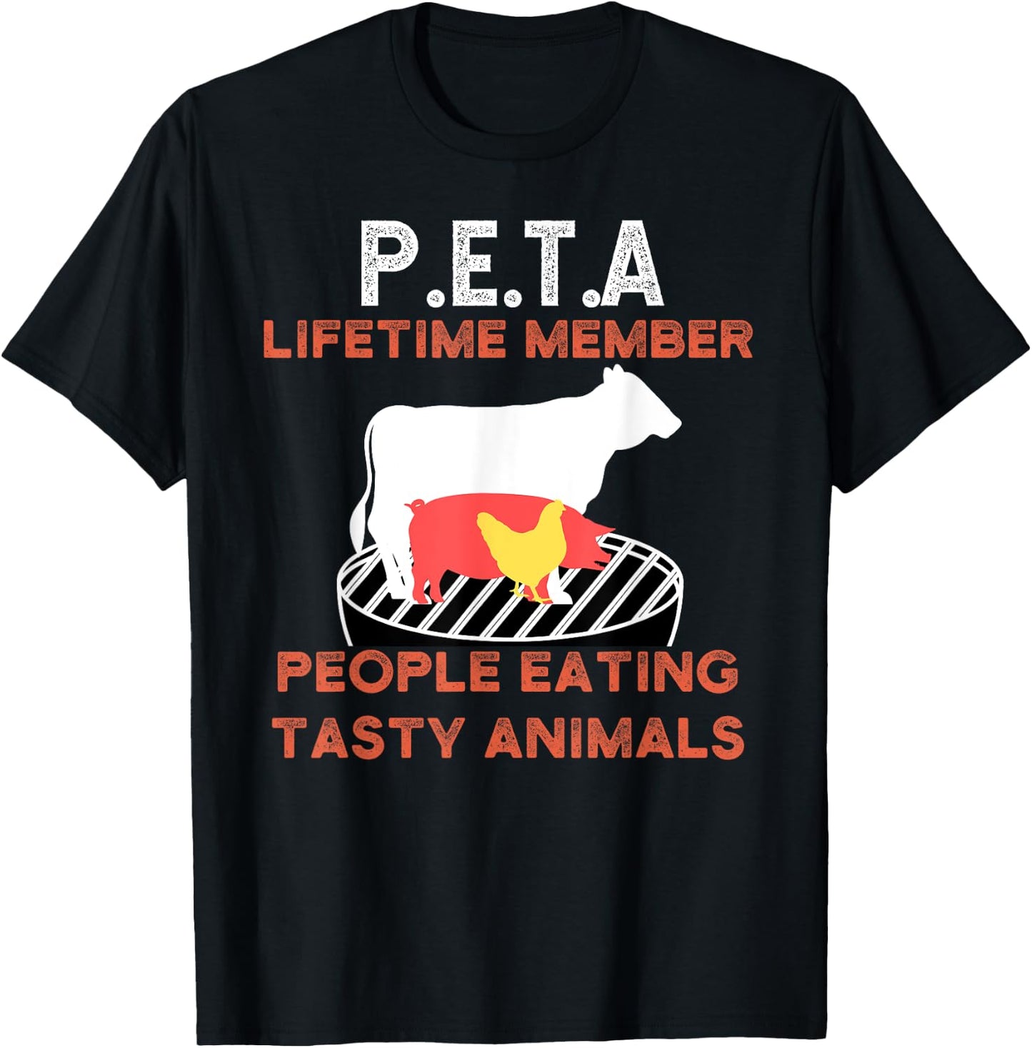 Funny P.E.T.A People Eating Tasty Animals BBQ Lover Design T-Shirt - T-Shirt | Black