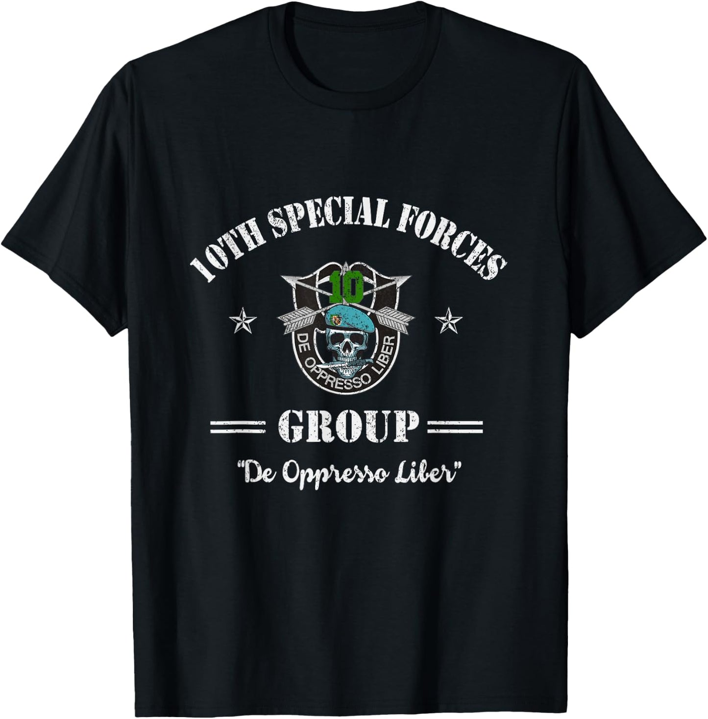 10th Special Forces Group Veteran 10th SFG De Oppresso Liber T-Shirt - T-Shirt | Black