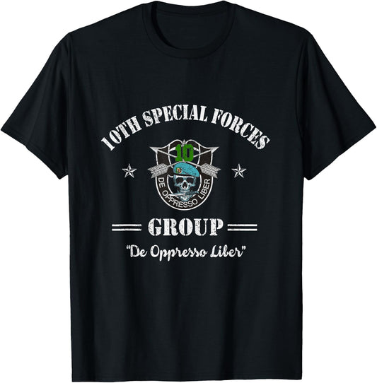 10th Special Forces Group Veteran 10th SFG De Oppresso Liber T-Shirt - T-Shirt | Black