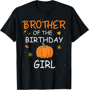 Brother of the Birthday Girl Pumpkin 1st Birthday Family T-Shirt - T-Shirt | Black