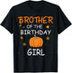 Brother of the Birthday Girl Pumpkin 1st Birthday Family T-Shirt - T-Shirt | Black