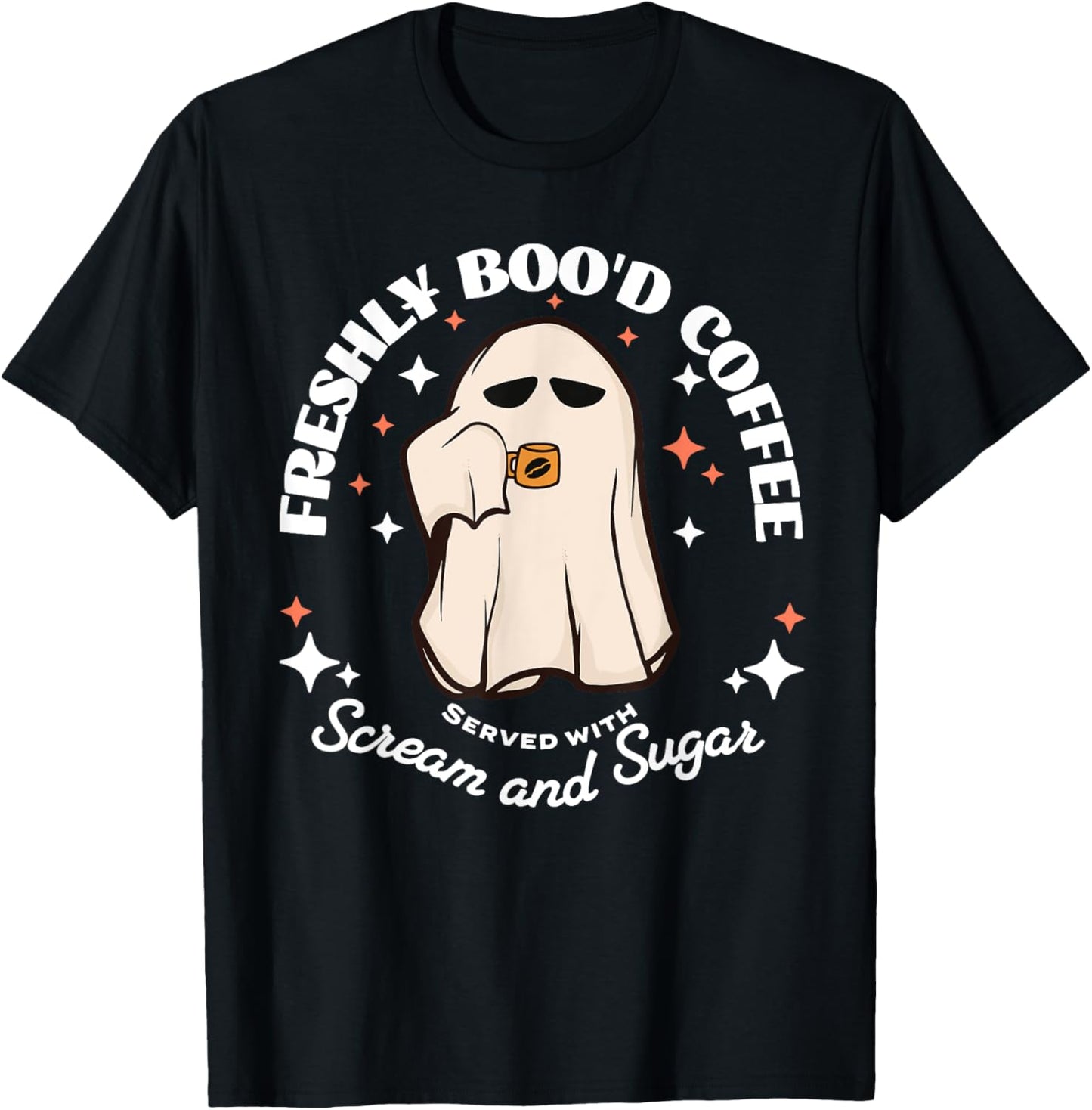 Freshly Boo'd Coffee Funny Halloween Ghost Coffee Lover T-Shirt - T-Shirt | Black