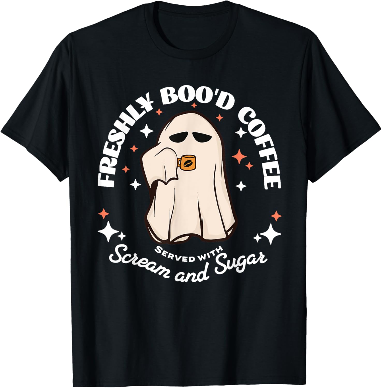 Freshly Boo'd Coffee Funny Halloween Ghost Coffee Lover T-Shirt - T-Shirt | Black