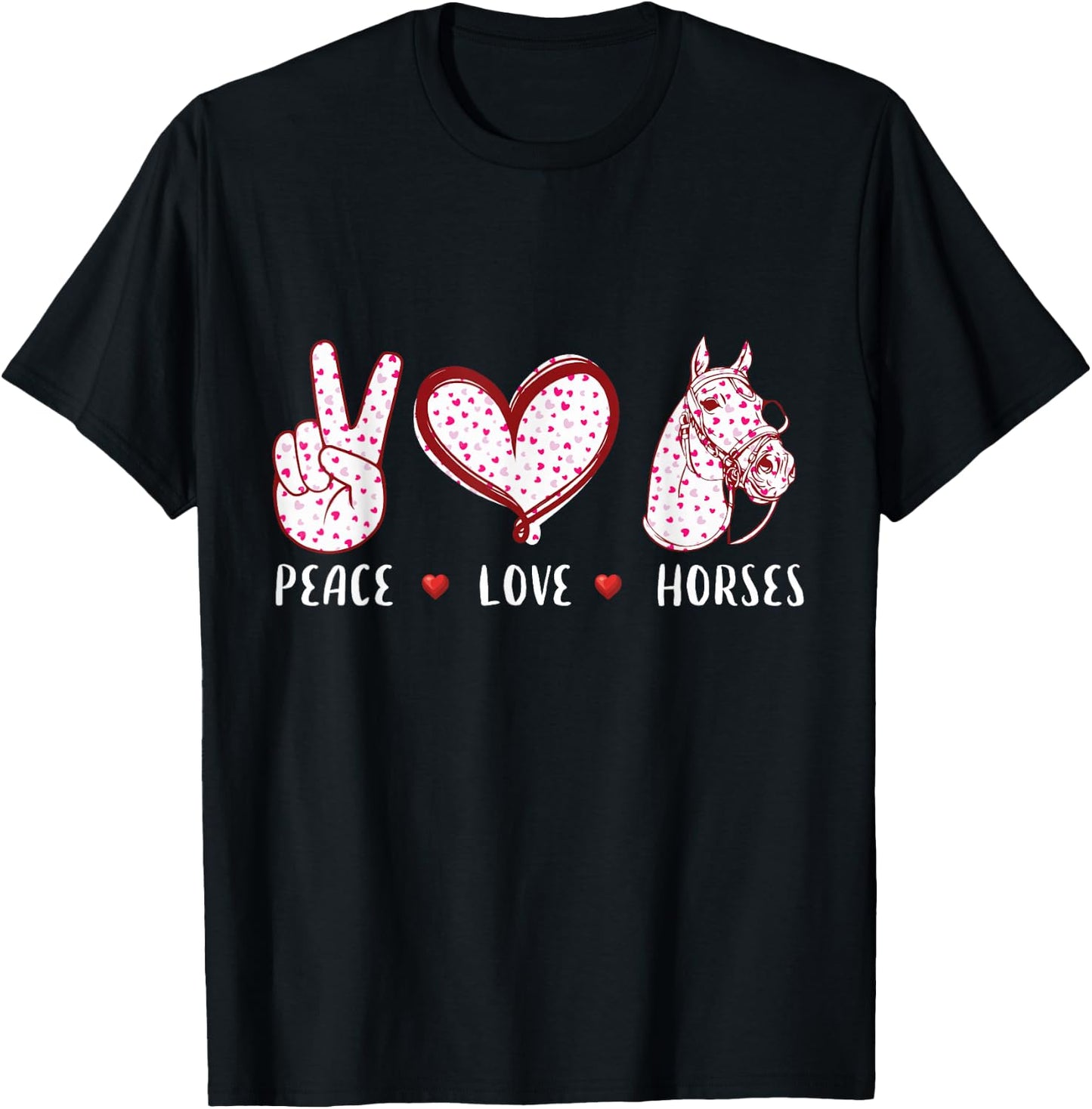 peace love horses women gifts Horseback Riding Horse T-Shirt - T-Shirt | Black