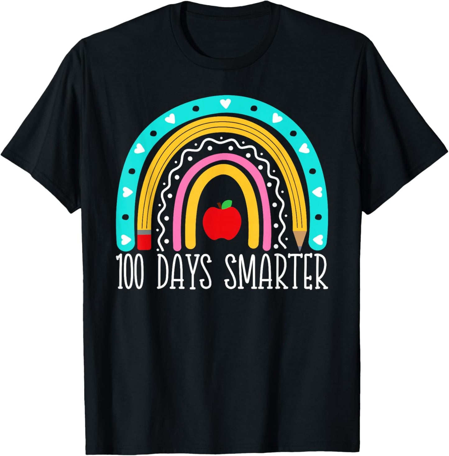 100 Days Smarter Kids Rainbow 100th Day Of School Teacher T-Shirt - T-Shirt | Black
