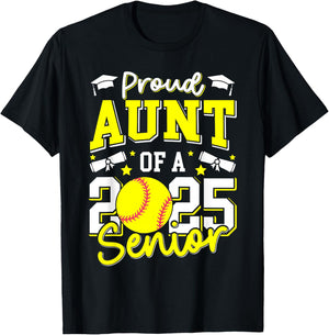 Proud Aunt Of A 2025 Senior Auntie Class Of 2025 Softball T-Shirt - T-Shirt | Black