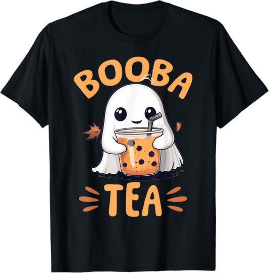 Funny Halloween Ghost Bubble Tea Booba Tea T-Shirt - T-Shirt | Black