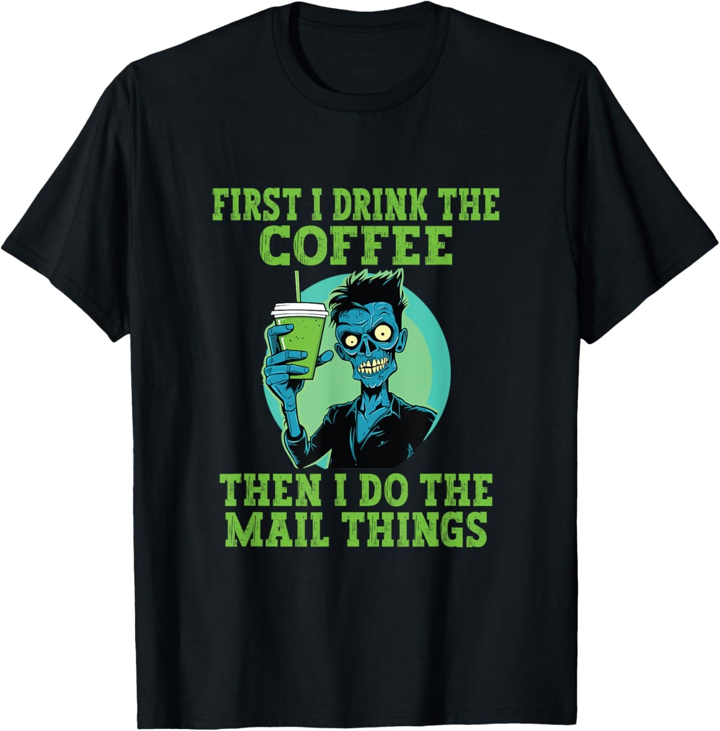 Funny Postal Worker Halloween Coffee Mailman Postman T-Shirt - T-Shirt | Black