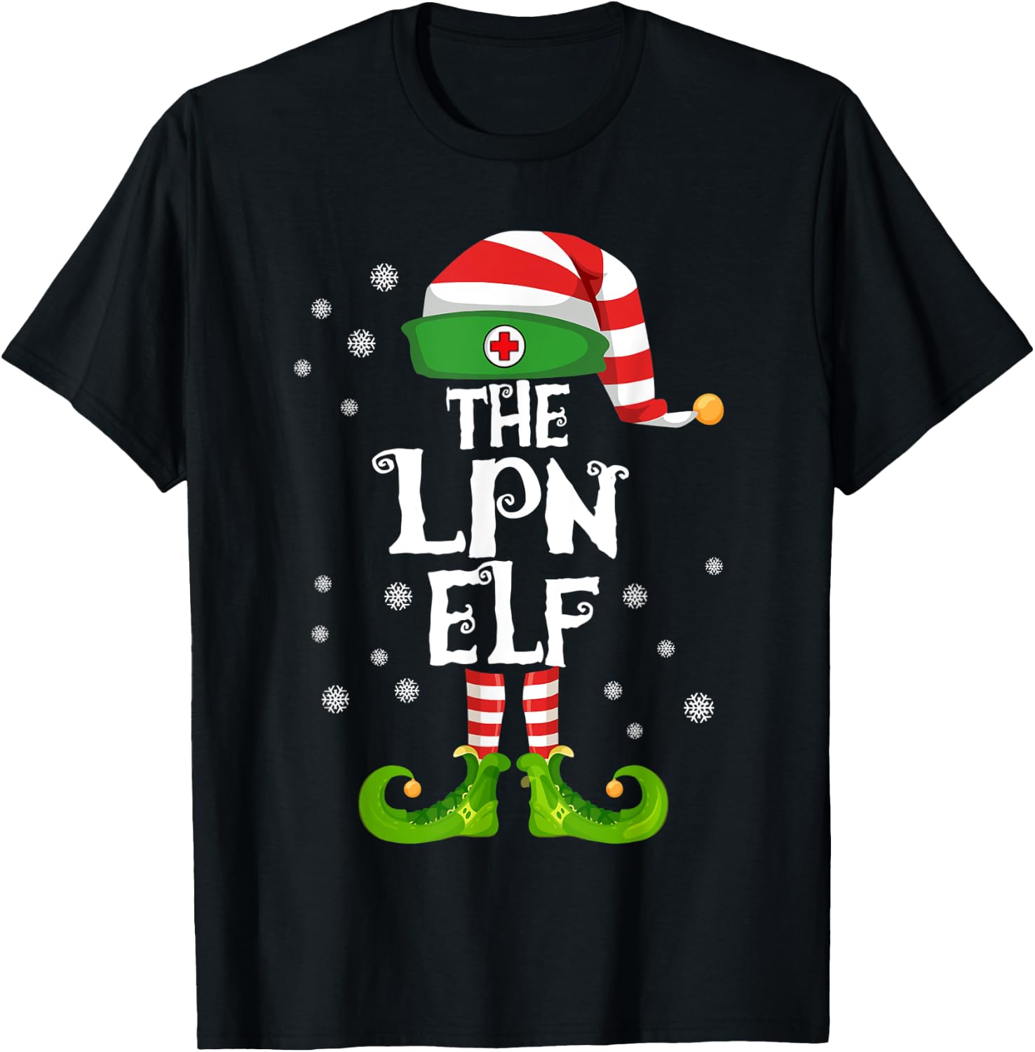 LPN Licensed Practical Nurse Elf Nursing Christmas Costume T-Shirt - T-Shirt | Black