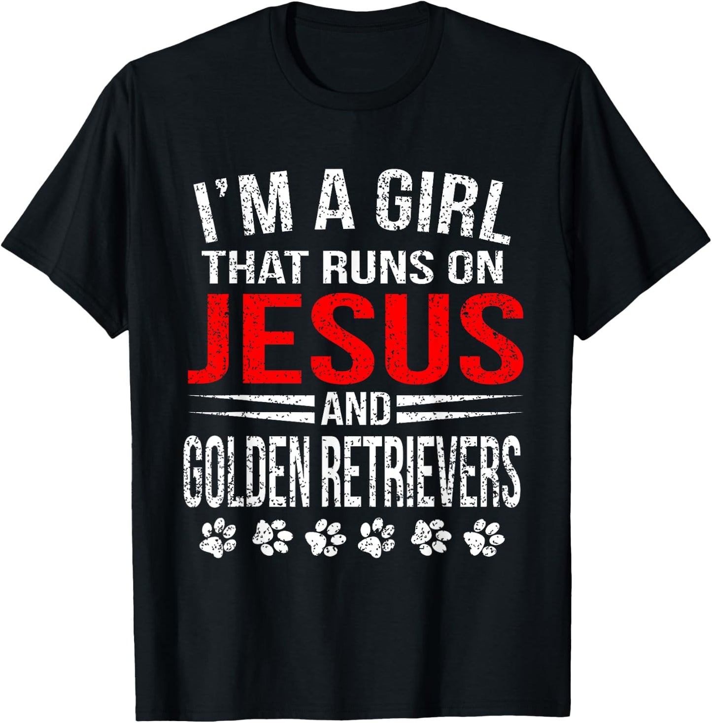 Jesus & Golden Retrievers Girl That Runs On Dog T-Shirt - T-Shirt | Black