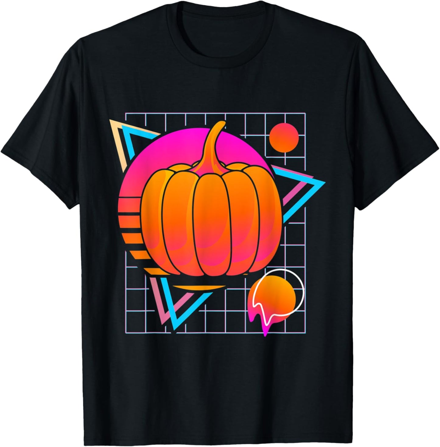 Pumpkin Retro 80s Style Vintage Vegetable Lover T-Shirt - T-Shirt | Black