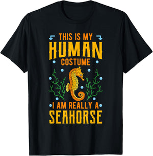Seahorse Human COstume Aquatic Sea Animal Fish Hippocampus T-Shirt - T-Shirt | Black