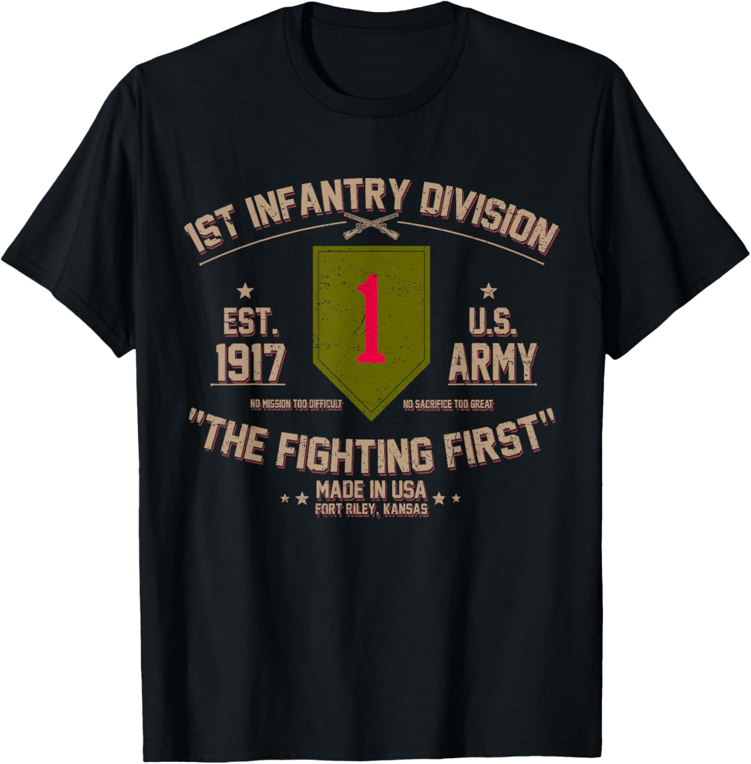 1st Infantry Division The Fighting First US Army Veteran T-Shirt - T-Shirt | Black