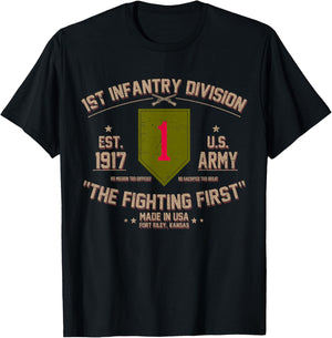 1st Infantry Division The Fighting First US Army Veteran T-Shirt - T-Shirt | Black